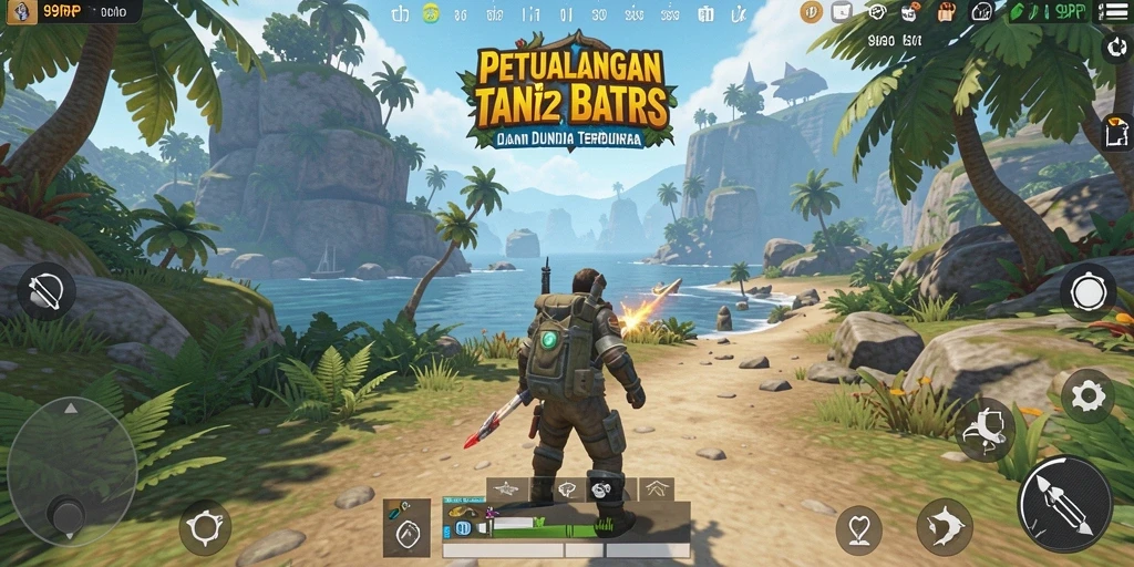 Screenshot menunjukkan eksplorasi dunia terbuka di 99RP.