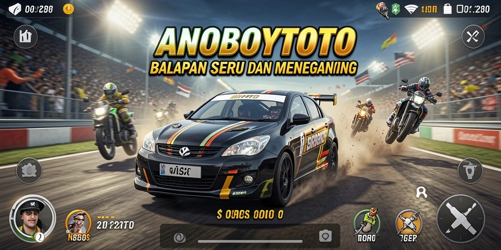 Tampilan utama gameplay ANOBOYTOTO dengan balapan mendebarkan.