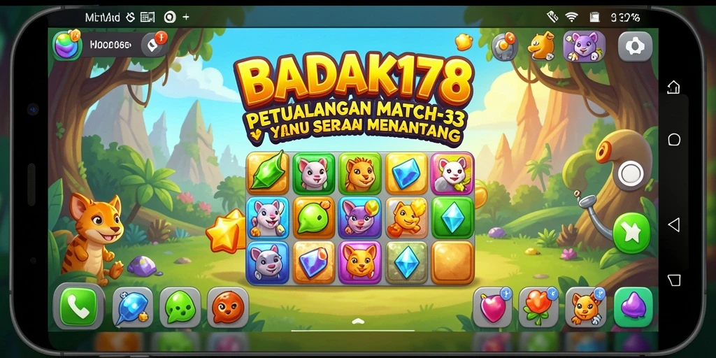 Tampilan menarik dari gameplay Match-3 BADAK178.