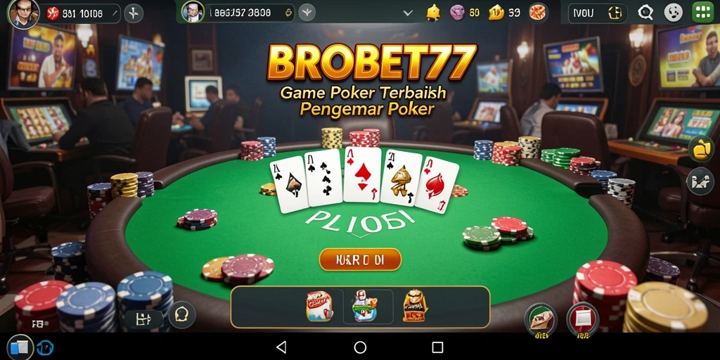 Tampilan gameplay Poker yang menegangkan di BROBET77.