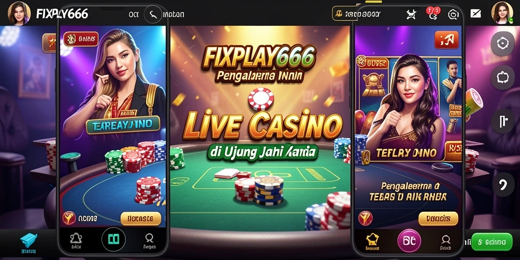 Screenshot gameplay FIXPLAY666 menampilkan dealer profesional dan suasana kasino yang hidup.