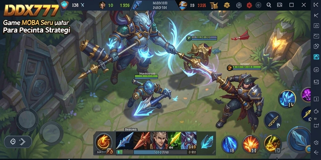 Screenshot gameplay <strong>IDX777</strong> menampilkan pertarungan epik antar tim.
