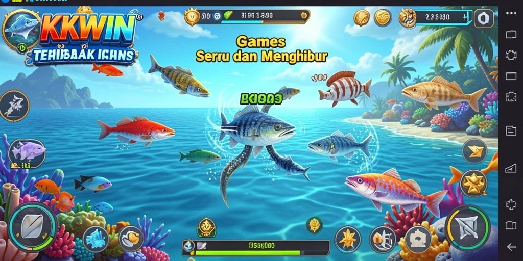 Screenshot gameplay <strong>KKWIN</strong> menampilkan aksi menangkap ikan yang mendebarkan.