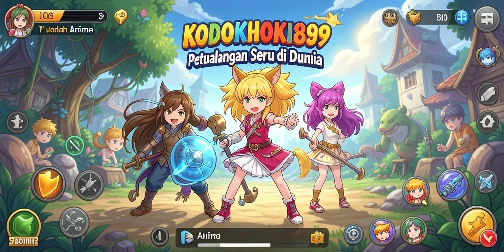 Tampilan gameplay yang epik dalam KODOKHOKI889, menyajikan dunia anime yang menakjubkan.
