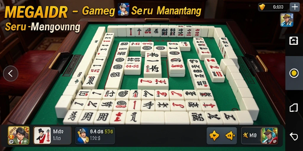 Tampilan gameplay MEGAIDR yang menarik dengan ubin Mahjong warna-warni.