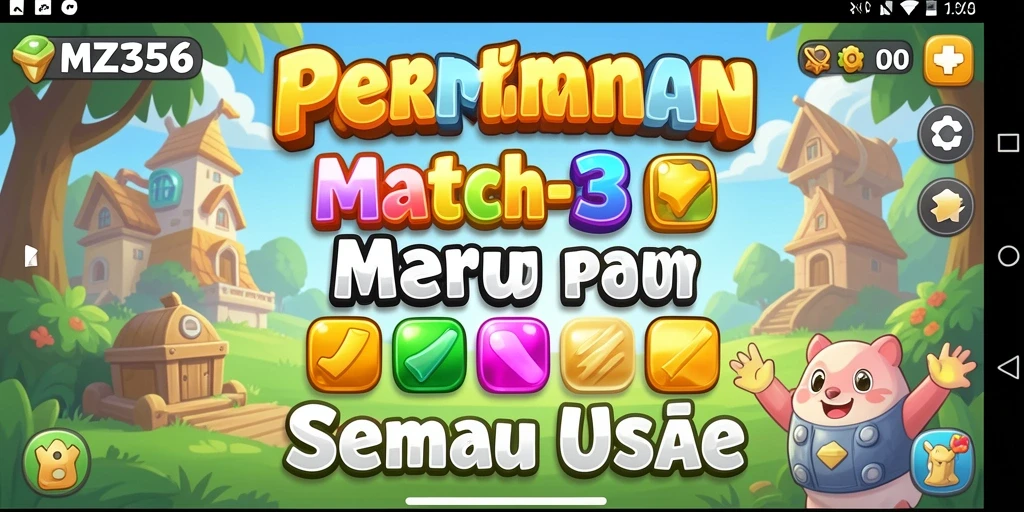 Screenshot gameplay MZ356 dengan level yang cerah dan penuh tantangan.