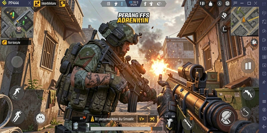 Gameplay mendebarkan PP444 dengan aksi tembak-menembak intens.