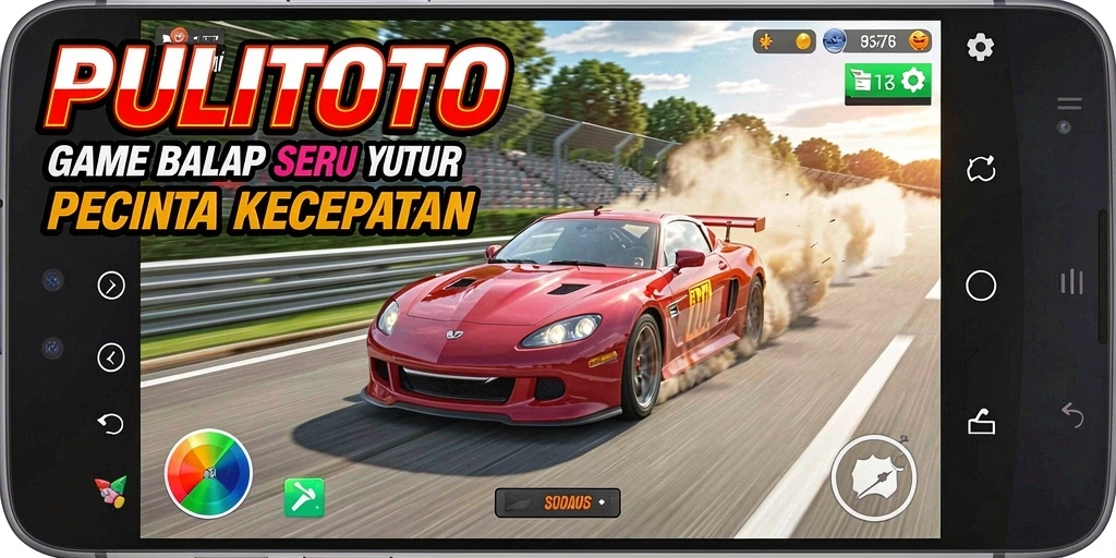 Tampilan gameplay seru PULITOTO di lintasan balap.
