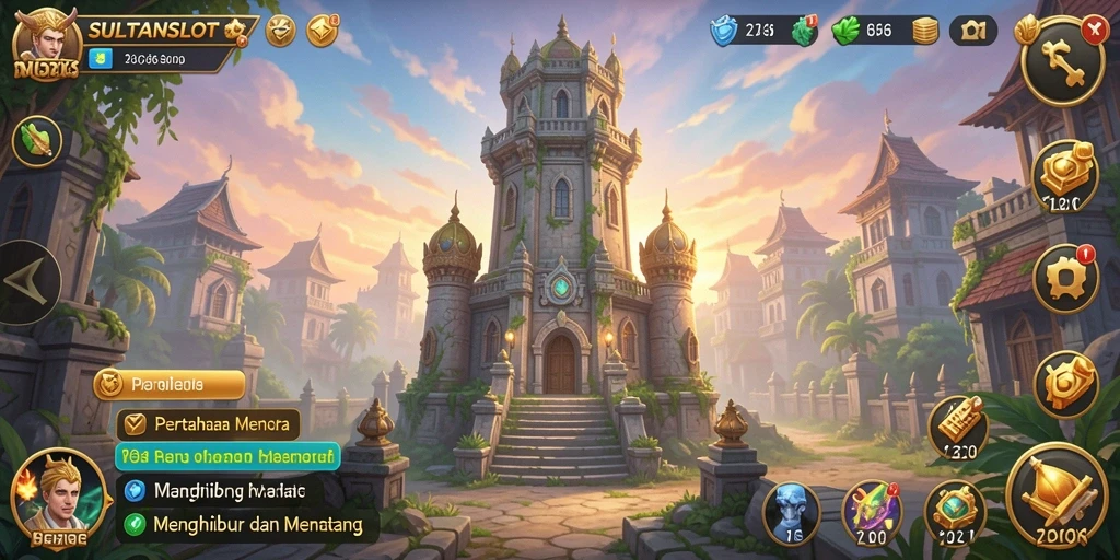 Tampilan gameplay menarik dari SULTANSLOT dalam genre Tower Defense.