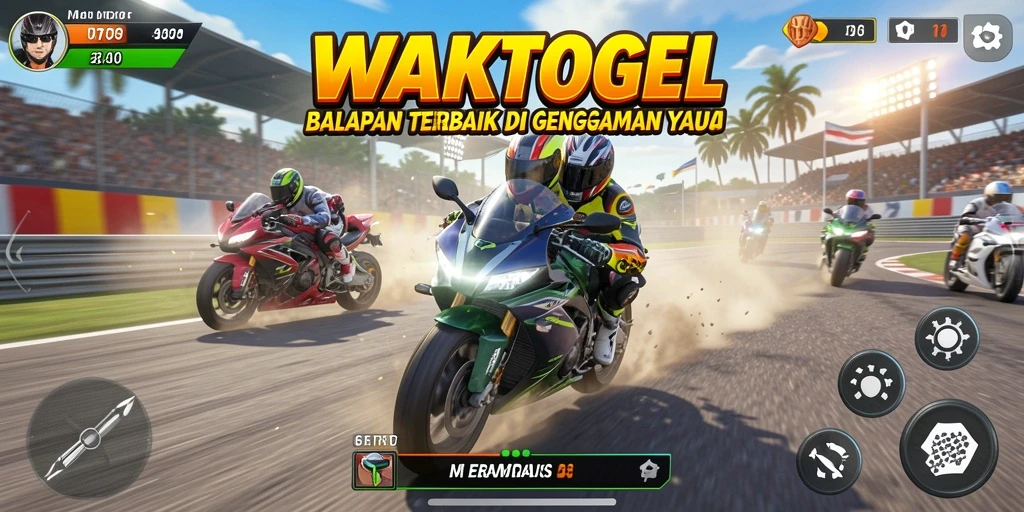 Tampilan gameplay WAKTOGEL yang menegangkan di trek balapan.